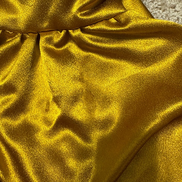 Lauren of Palm Springs Custom Gold Crinkled Satin Caftan Dress Kaftan S/M - Picture 5 of 13